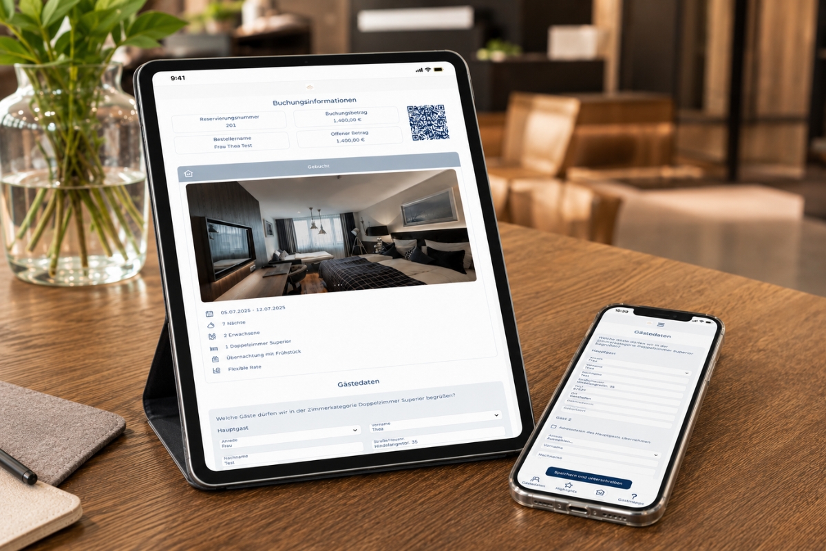 Gast öffnet den Meldeschein per QR-Code am eigenen Smartphone