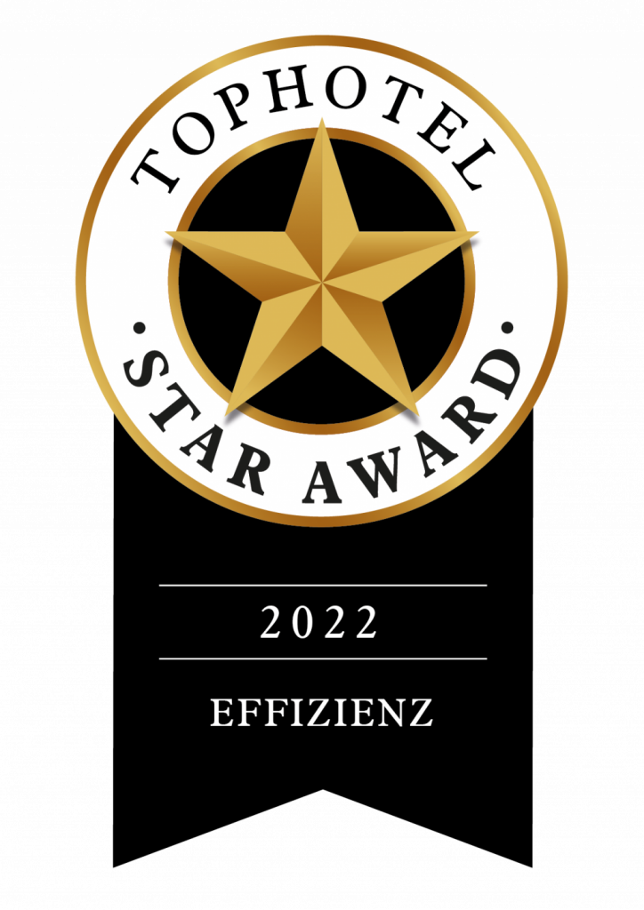 Siegel der Tophotel Star Award Auszeichnung 2022 in der Kategorie Effizienz