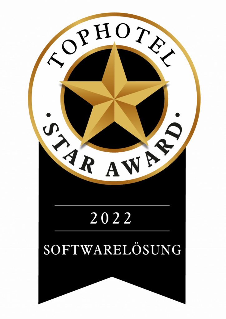 Logo der Tophotel Star Award Auszeichnung 2022 in der Kategorie "Softwarelösung"