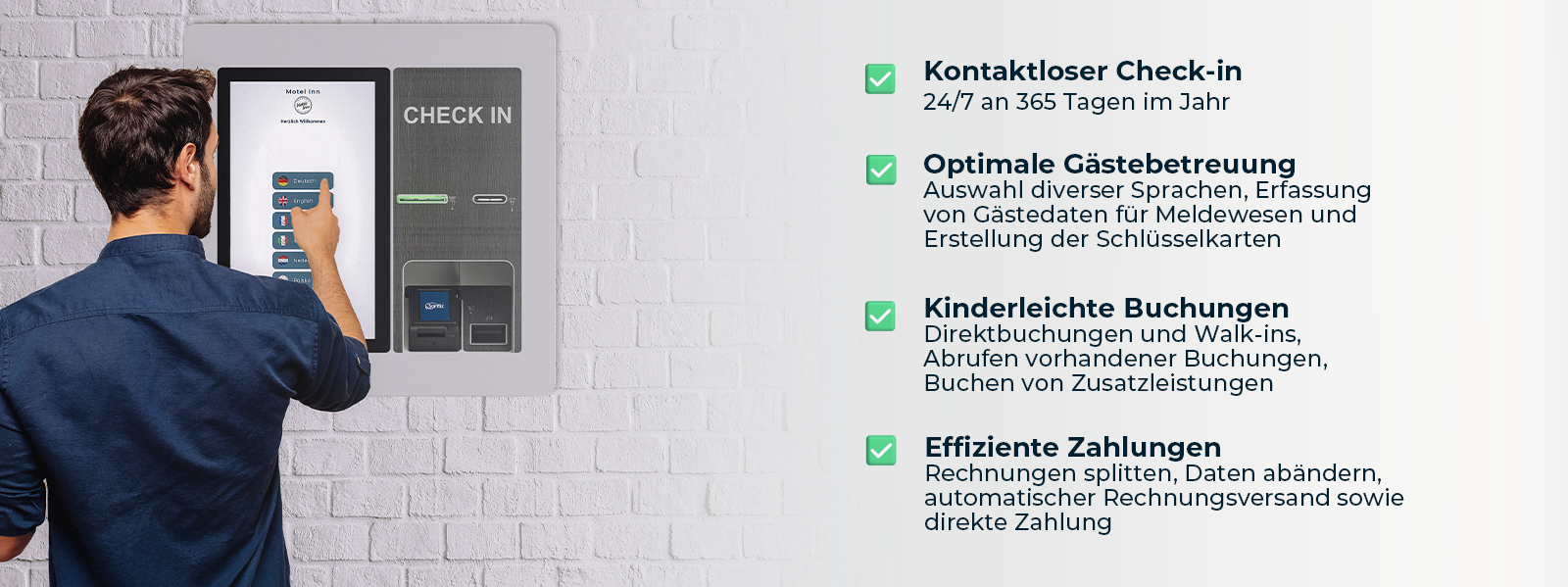 Die Vorteile des SoftTech Checkin-Kiosks sind für Hoteliers und Gäste gleichermaßen enorm.