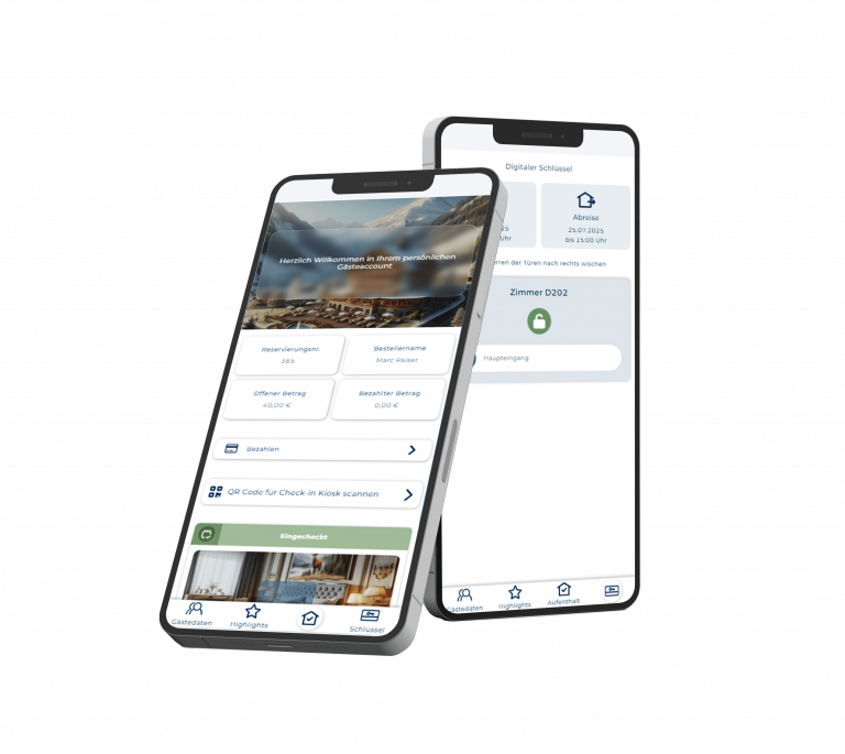 SoftTec Cloud Hotelsoftware Digitale tueroeffnung smartphone zwei screens