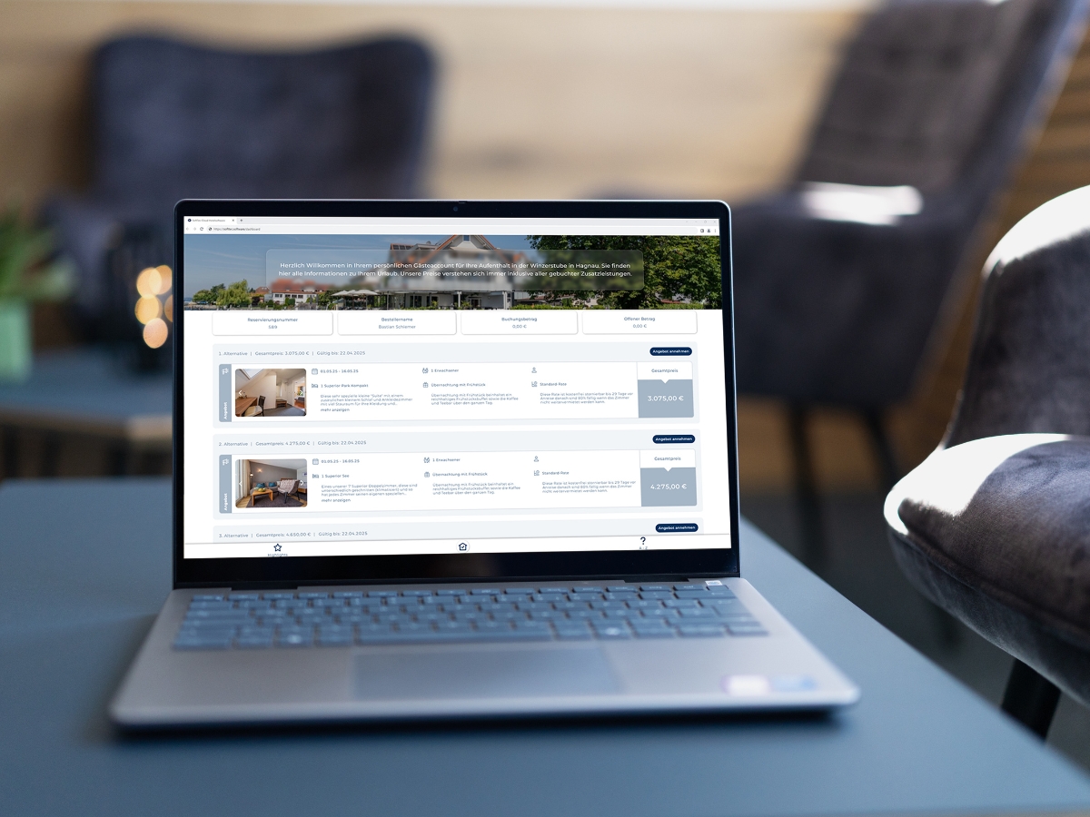 Angebotsmanager der SoftTec Cloud: Gäste-Account mit Angeboten für einen Aufenthalt in der Winzerstube in Hagnau