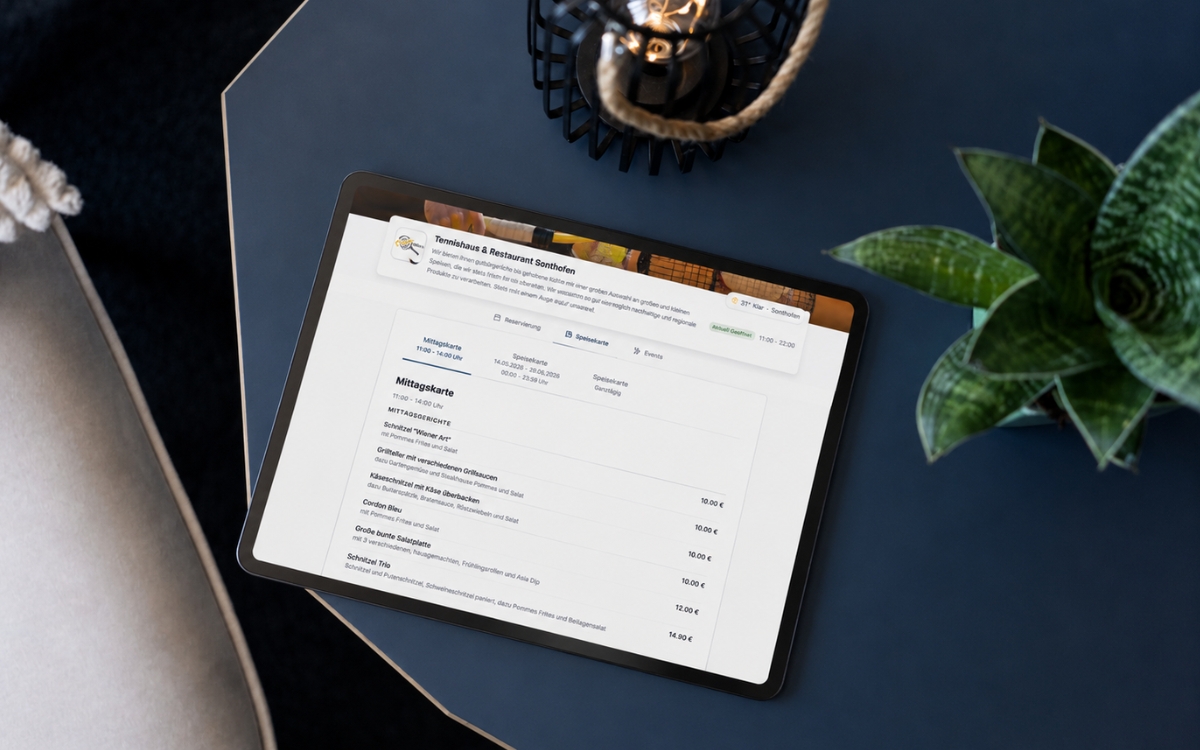 Digitale Speisekarte flexibel nach Tageszeit und Anlass anpassen