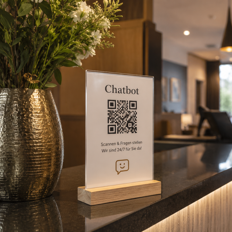 QR-Code zum Hotel Chatbot am Empfang